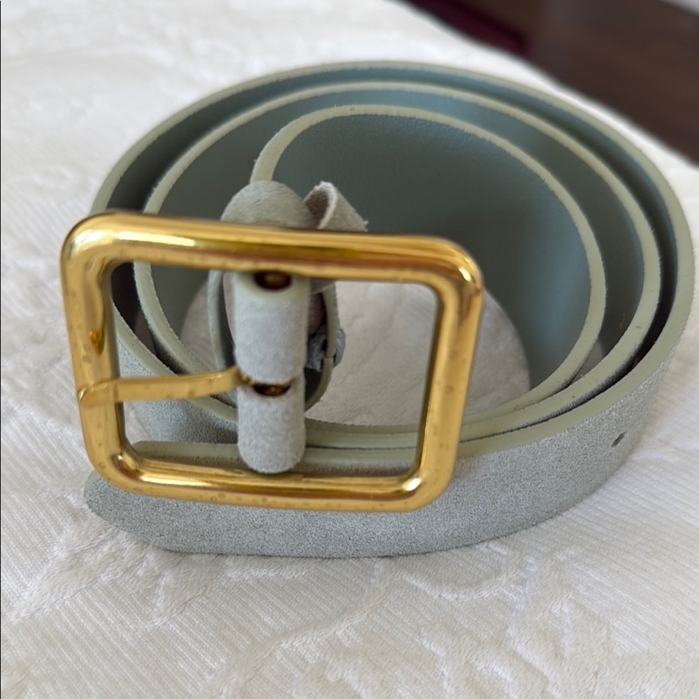 Stylish Mint Green Belt with Gold Buckle